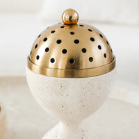 travertine stone incense mabkhara oud bakhoor burner with brass cover