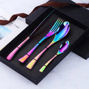 4 PCS Flatware Cutlery Stainless Steel Rainbow