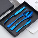 4 PCS Flatware Cutlery Stainless Steel Blue
