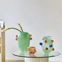 Gemstone Cluster glass vase colorful accents flower vase
