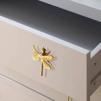 1Pc Dragonfly Brass Handle Pure Copper Drawer Cabinet Door Knob Diy Gold Furniture Pulls Handles-Letifly Lights and Decor