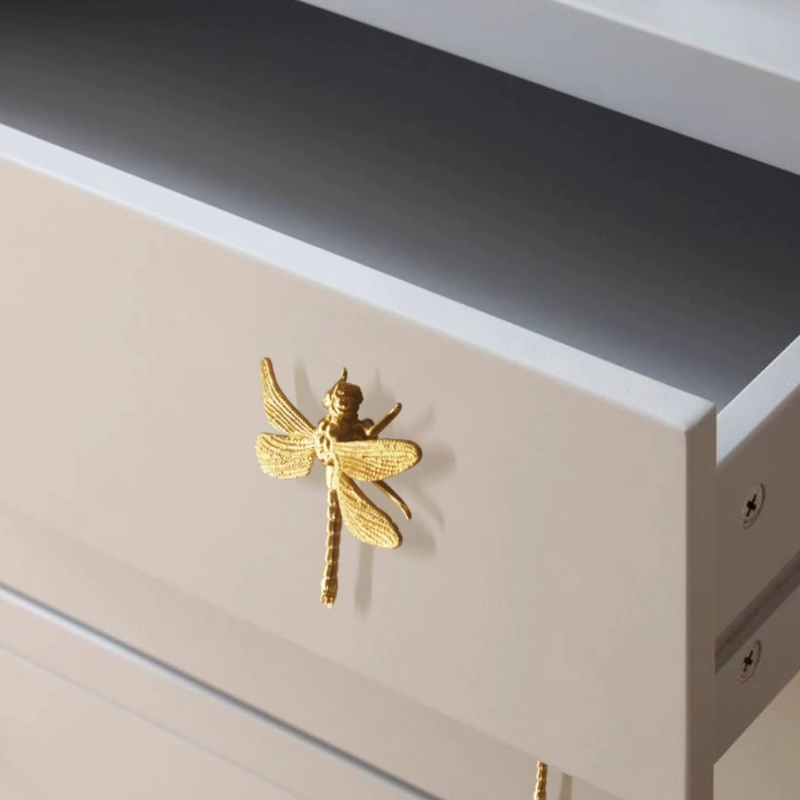 1Pc Dragonfly Brass Handle Pure Copper Drawer Cabinet Door Knob Diy Gold Furniture Pulls Handles-Letifly Lights and Decor