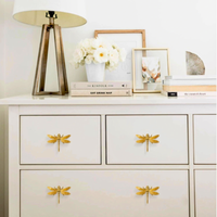 1Pc Dragonfly Brass Handle Pure Copper Drawer Cabinet Door Knob Diy Gold Furniture Pulls Handles-Letifly Lights and Decor