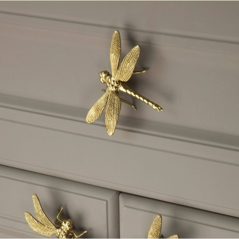 1Pc Dragonfly Brass Handle Pure Copper Drawer Cabinet Door Knob Diy Gold Furniture Pulls Handles-Letifly Lights and Decor