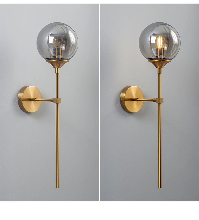 Glass Torch Brass Wall Light-Letifly Lights and Decor
