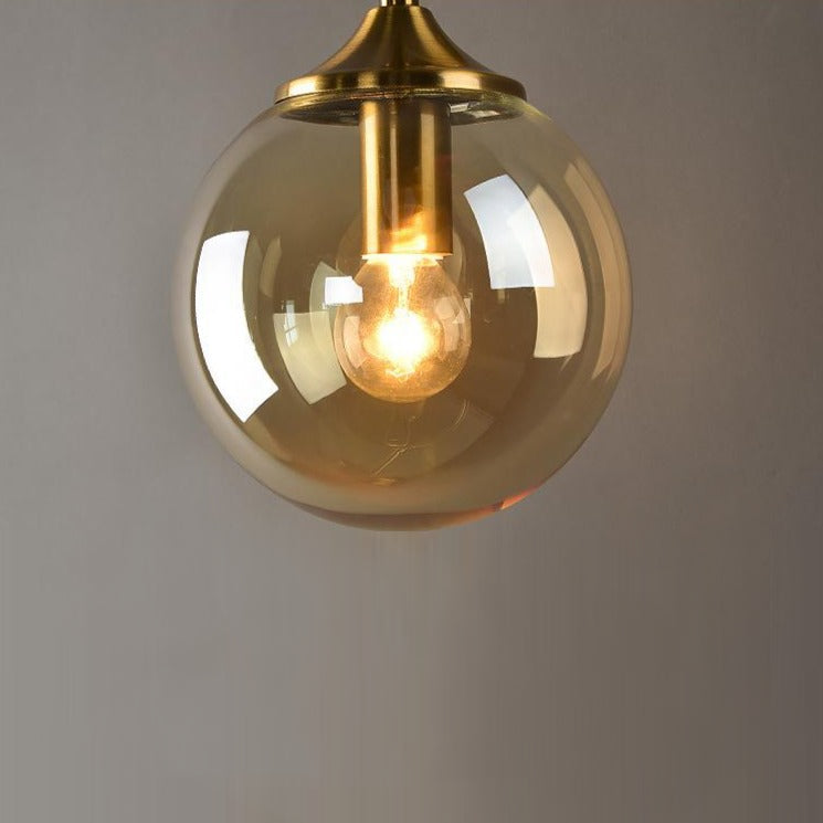 smoked Glass Torch Brass Wall Light