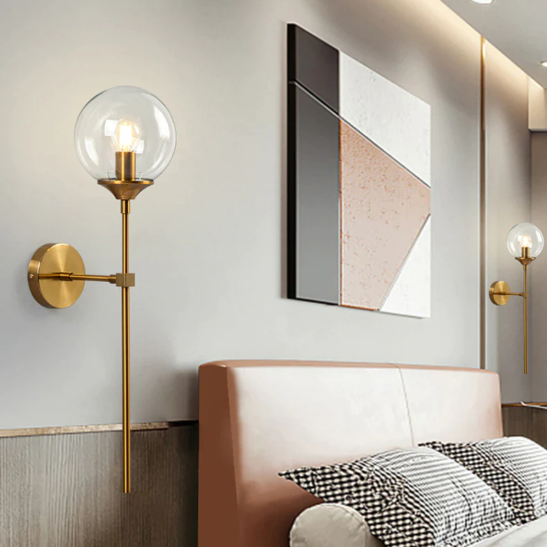 Glass Torch Brass Wall Light-Letifly Lights and Decor