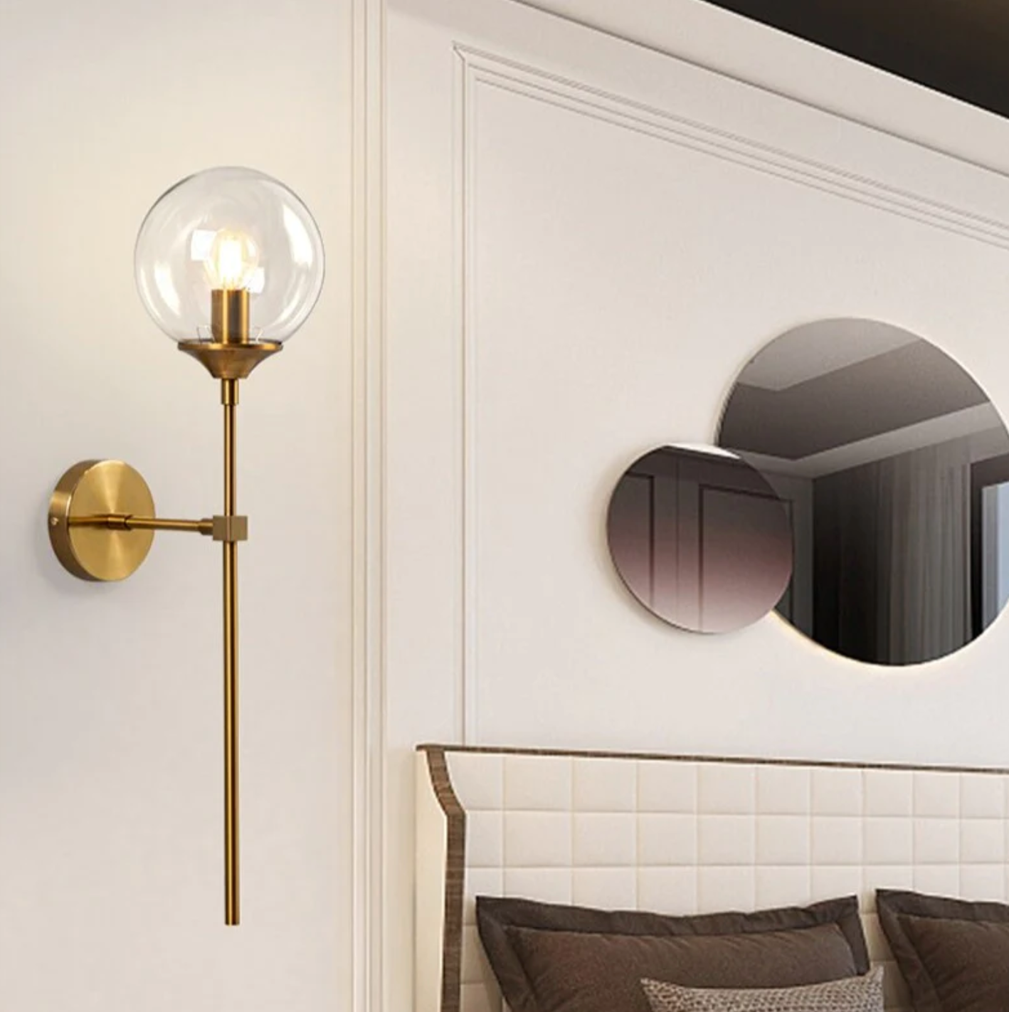 Glass Torch Brass Wall Light - Final Sale-Letifly Lights and Decor