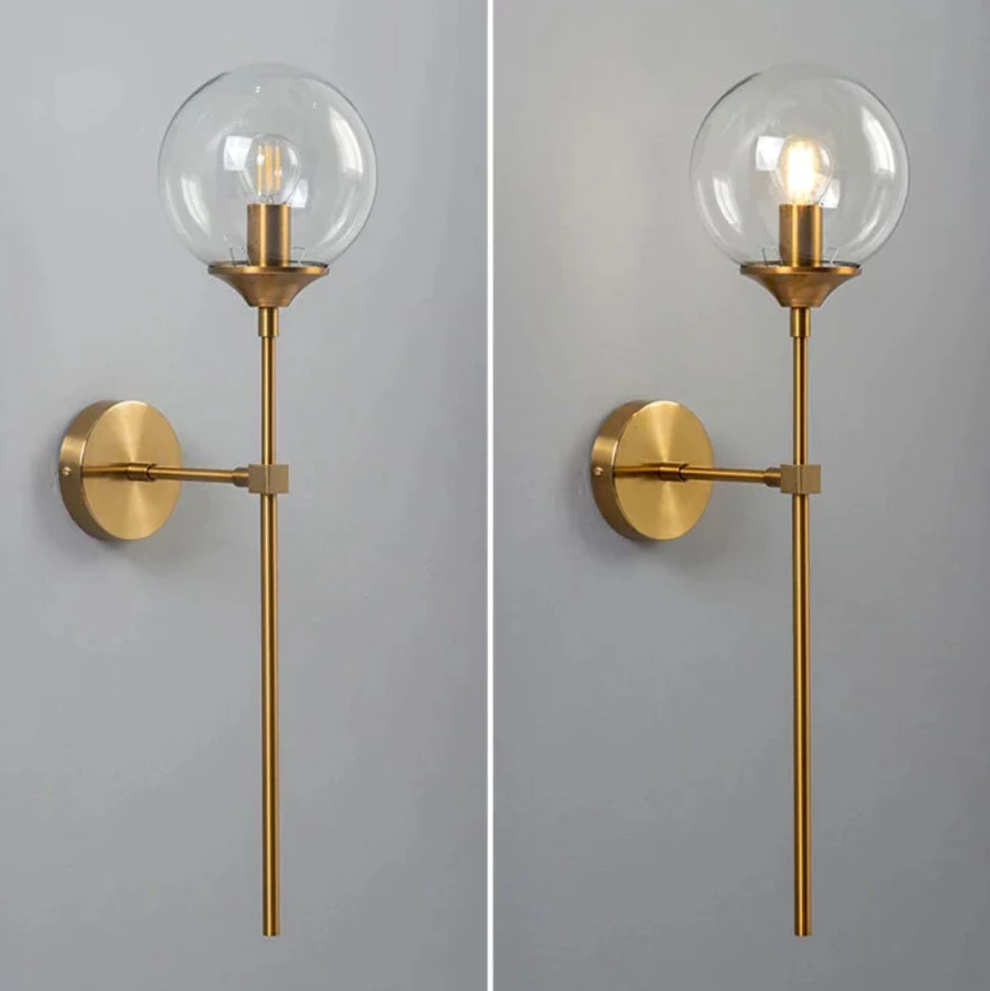 Glass Torch Brass Wall Light - Final Sale-Letifly Lights and Decor
