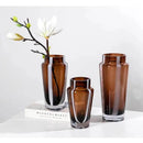 Glass vase amber geometric thick modern floral centerpiece home decor