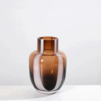 Glass vase amber geometric thick modern floral centerpiece home decor