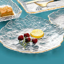 Elegant clear textured dessert plate with gold inlay for desserts appetizers