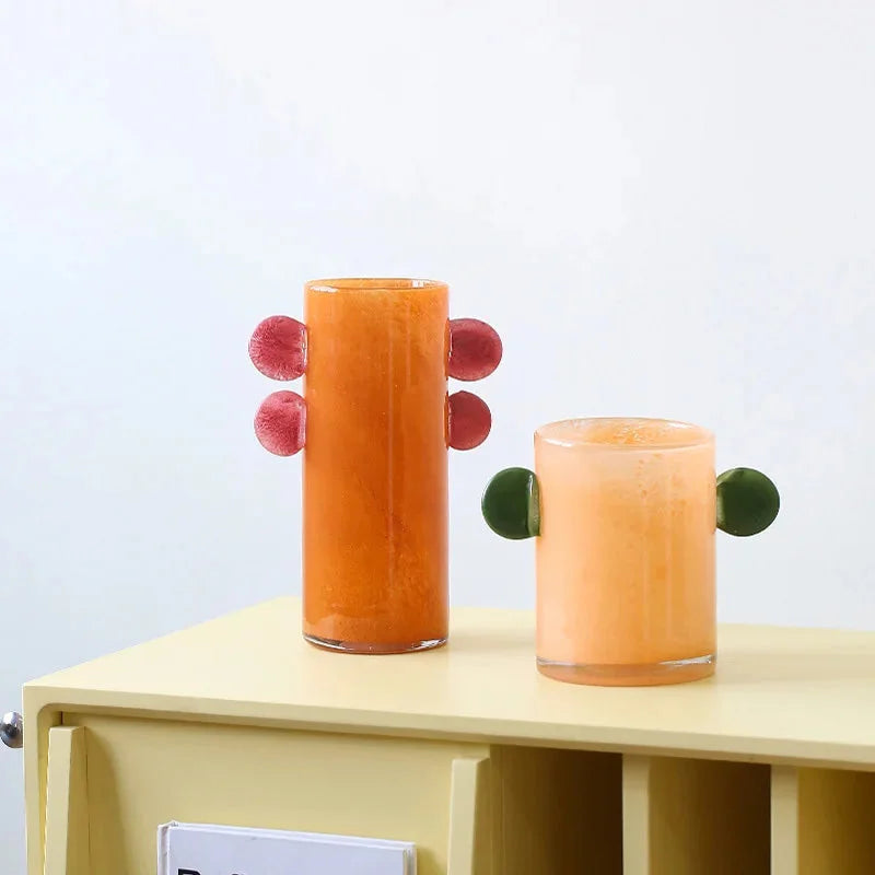 Glass vase colorful gradient colorblock modern playful decorative centerpiece flower vase