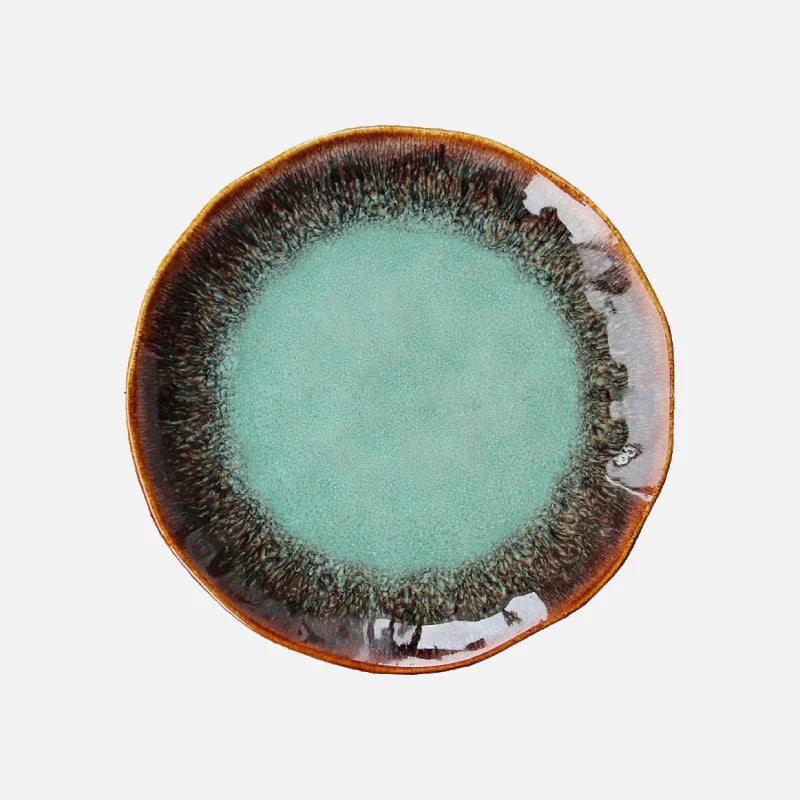 8 inch European ceramic dish creative Western steak dish pasta home salad dish plate kiln transmutation glaze china plates-Letifly Lights and Decor
