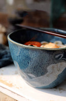 Letifly Lights & Decor - The Indigo Ridge Bowl - Handmade Japanese-inspired ceramic bowl with reactive blue glaze for ramen, salads, soups, and everyday dining