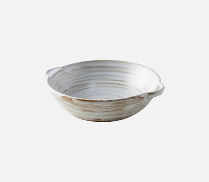 Kinglang NEW Ceramic Japanese Handmade Plate Retro Food Dinner Dish Plate with Handle-Letifly Lights and Decor