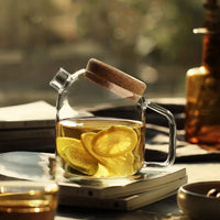 Glass Pitcher Cork Lid Heat Resistant Large Capacity Minimalist Pour Spout