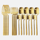 16pcs Rainbow Dinnerware Set Spoon Fork Knife Table Decor Cutlery Sets Kitchen Matte Gold tableware Set Desserts Soup Coffee Use-Letifly Lights and Decor