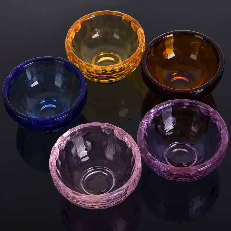 glass dessert bowls colorful faceted gemstone design