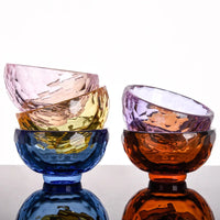 glass dessert bowls colorful faceted gemstone design