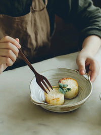 Kinglang NEW Ceramic Japanese Handmade Plate Retro Food Dinner Dish Plate with Handle-Letifly Lights and Decor