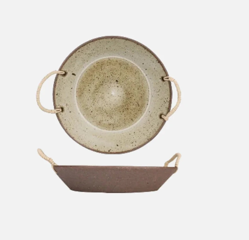 Handmade Ceramic Japanese rough pottery dinner plate dessert plate-Letifly Lights and Decor