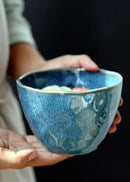 Ceramic Bowl Irregular Shape Blue Glaze Handmade Soup Salad Noodle Fruit Tableware