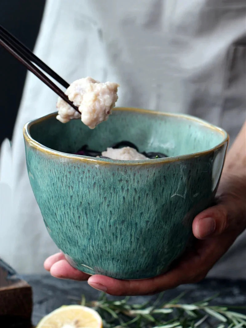 Letifly Lights & Decor - The Indigo Ridge Bowl - Handmade Japanese-inspired ceramic bowl with reactive blue glaze for ramen, salads, soups, and everyday dining