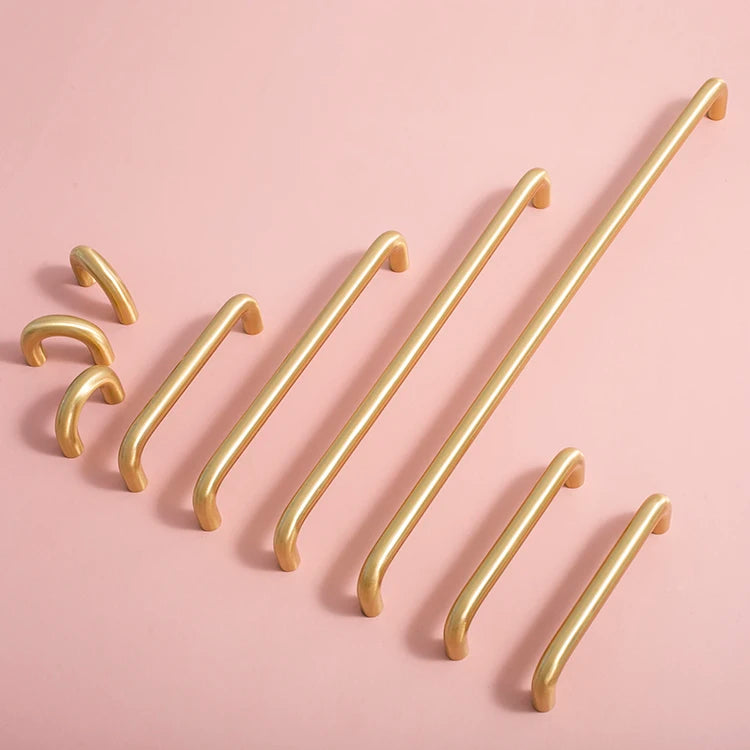 2.52"-15.74" Nordic Brass Long Furniture Handles Wardrobe Kitchen Cupboard Cloakroom Bedside Cabinet Handle Bedroom Accessories-Letifly Lights and Decor