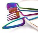 16pcs Rainbow Dinnerware Set Spoon Fork Knife Table Decor Cutlery Sets Kitchen Matte Gold tableware Set Desserts Soup Coffee Use-Letifly Lights and Decor