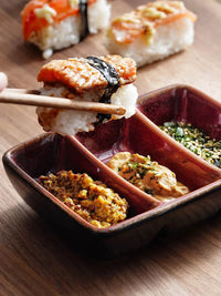 Kinglang Creative Ceramic Japanese Three Grid Saucer Restaurant Sushi Sauce Dish Barbecue Saucer Rectangular Dipping Dish-Letifly Lights and Decor