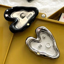 heart chrome mirror tray catch all ceramic plate