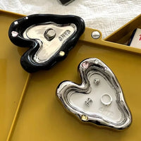 heart chrome mirror tray catch all ceramic plate