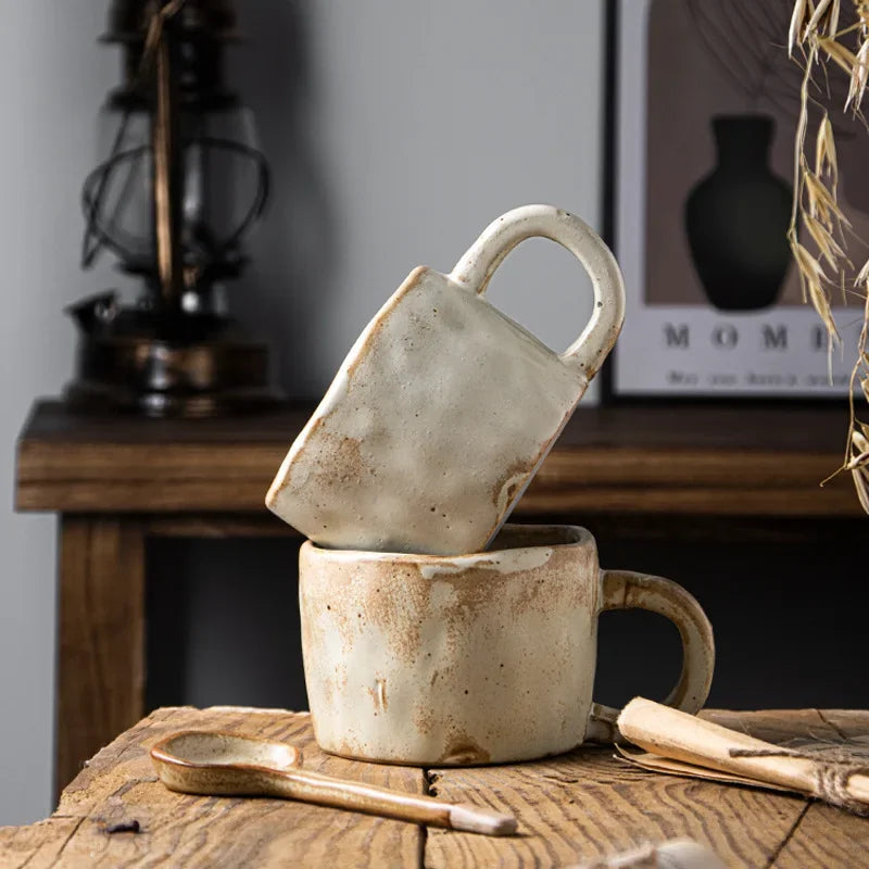 Retro Ceramic Coffee Mug handcrafted rustic coffee and vintage tea cup 