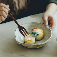 Kinglang NEW Ceramic Japanese Handmade Plate Retro Food Dinner Dish Plate with Handle-Letifly Lights and Decor