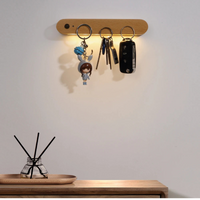 wooden magnetic key holder and nightlight sensor minimalist portable