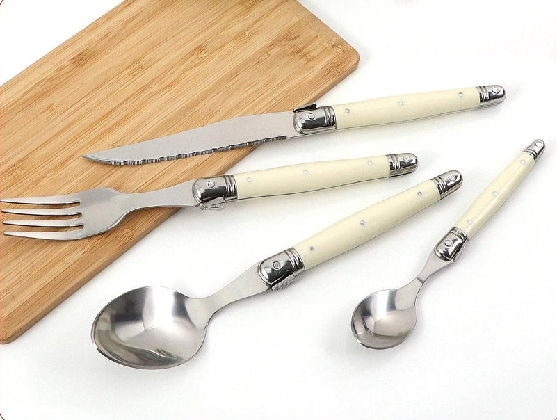 Ivory Laguiole Style Flatware Cutlery Set