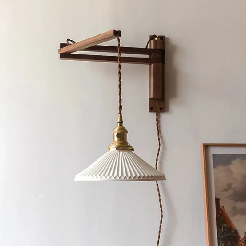 Walnut Wood Adjustable Wall Lamp