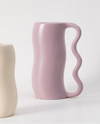 Lavender Cream Wavy Ceramic Vase