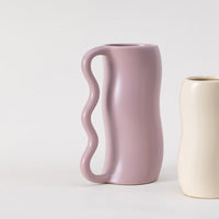 Lavender Cream Wavy Ceramic Vase