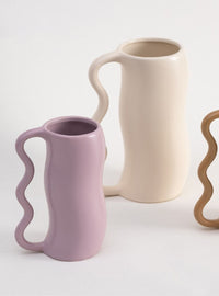 Lavender Cream Wavy Ceramic Vase