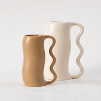 Lavender Cream Wavy Ceramic Vase
