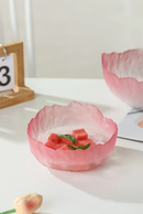 Frosted gradient dessert bowl textured glass bowl with petal edges for dessert