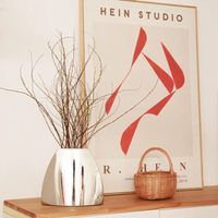 Arc-shaped Metal Flower Vase Elegant mirror vase minimalist style flower and decor vase
