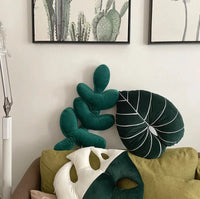 Leaf pillow plush green tropical decorative cozy sofa cushion