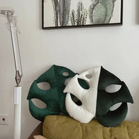 Leaf pillow plush green tropical decorative cozy sofa cushion