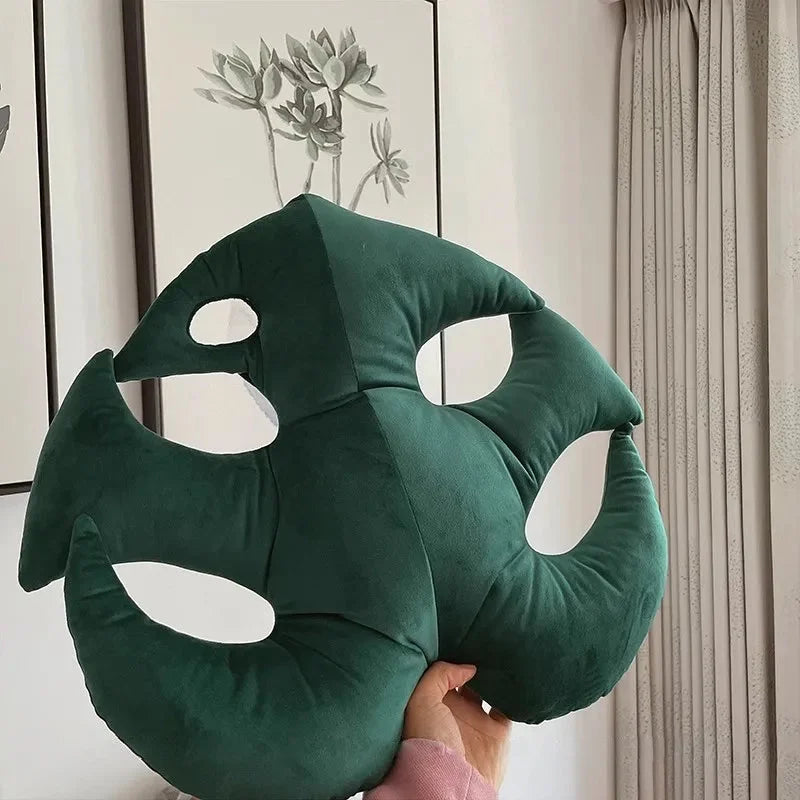 Leaf pillow plush green tropical decorative cozy sofa cushion