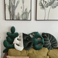 Leaf pillow plush green tropical decorative cozy sofa cushion