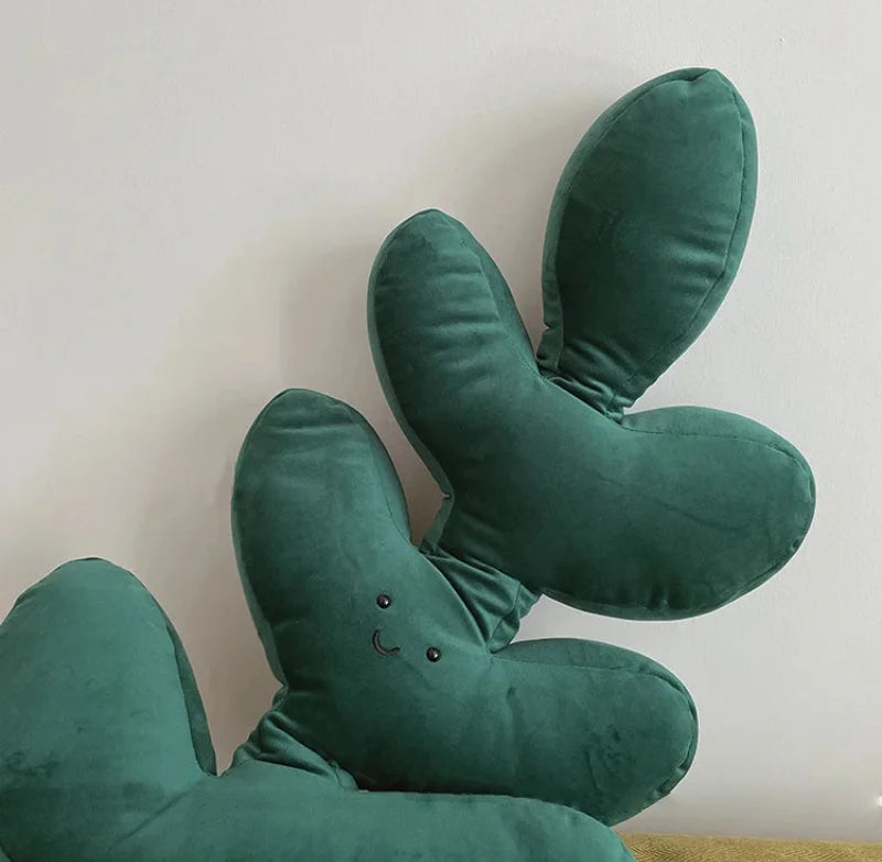 Leaf pillow plush green tropical decorative cozy sofa cushion