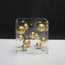 Abstract Metal Ball Artwork Square Acrylic Art Display Modern Sphere Aesthetic Decor